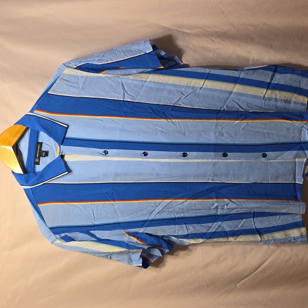 INC International Concepts Men's Vibrant Blue Casual Button Up Mens Large Shirt